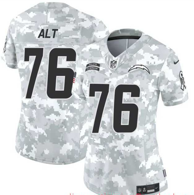 Womens Los Angeles Chargers #76 Joe Alt 2024 F.U.S.E Arctic Camo Salute To Service Limited Stitched Jersey Dzhi